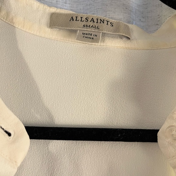 ALLSAINTS - Sheer collarless LS blouse, size small, excellent condition. - Picture 2 of 2